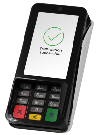 Zoomed out picture of a pin pad terminal with a transparent background